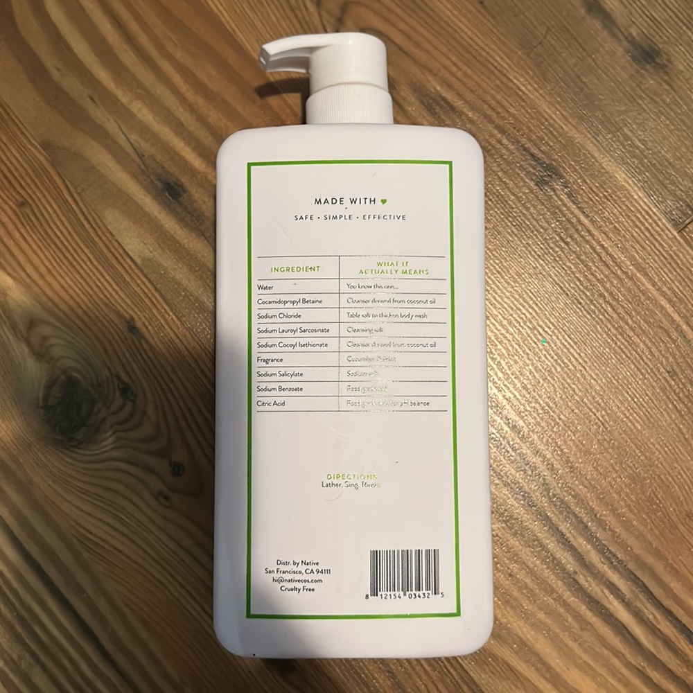 NEW Native Body Wash, Cucumber & Mint - 36.00 fl oz with Pump Free Gift - Picture 6 of 7